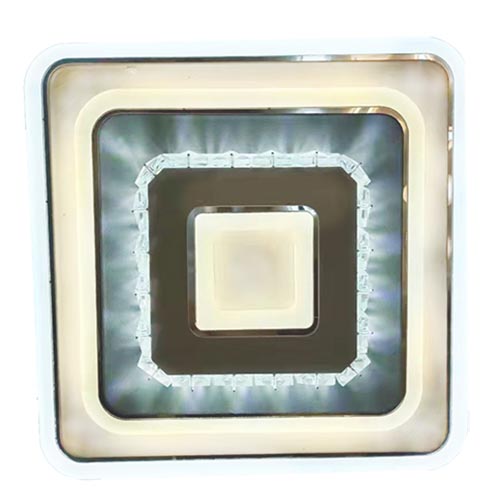 Lustra LED moderna cristal, schelet alb, ultra slim, mijloc 3D, diametru 200mm, model L8122