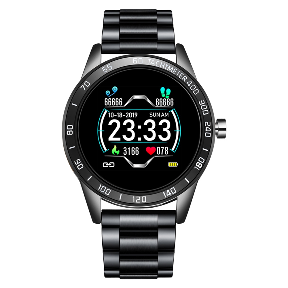 Ceas smartwatch Lige OMC compatibil Android si IOS, notificari apeluri, mesaje, Display color 1.3 inch, monitorizare ritm cardiac, tensiune arteriala, masurare pasi, calorii, negru