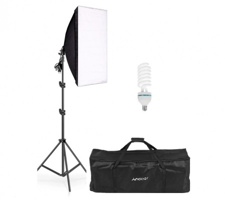 Lumina Softbox pentru Studio Foto + Trepied 80-200cm + Geanta + Bec 85 W Andoer