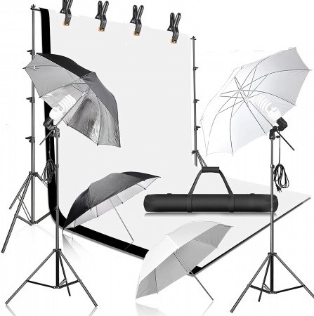 Kit studio 4 umbrele,suport fundal + 2 panze + accesorii Andoer Accesorii imagine noua idaho.ro