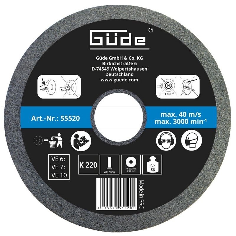 Disc abraziv pentru polizor de banc Guede GUDE55520, Ø200x40x20 mm, granulatie K220