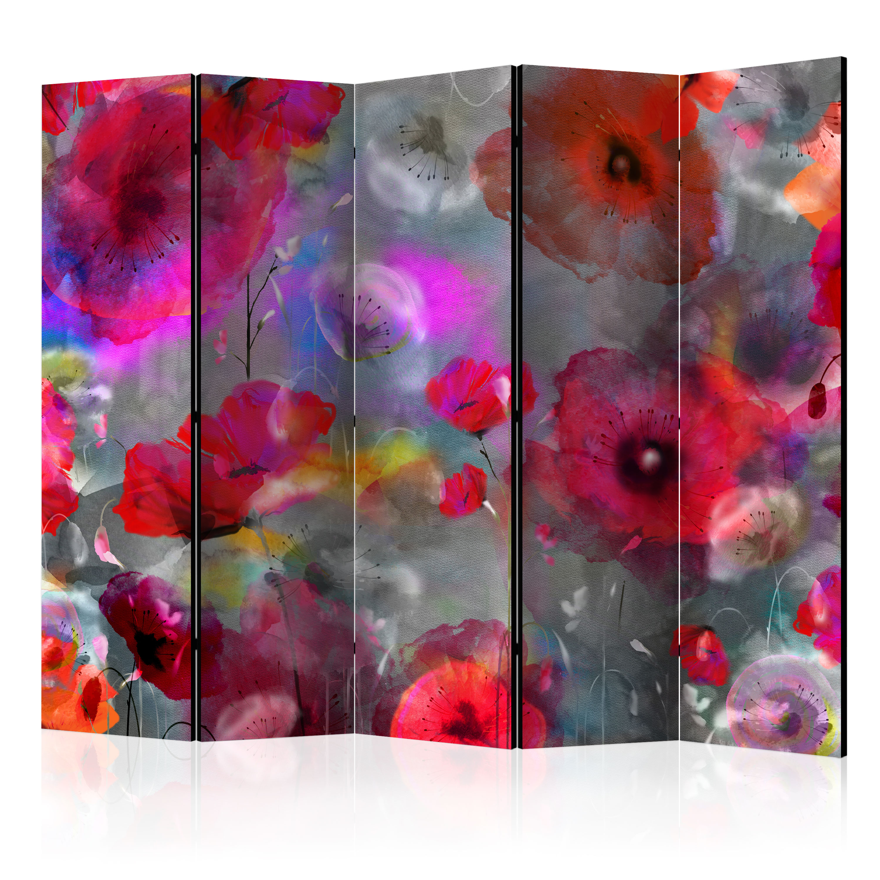 Paravan Artgeist, Painted Poppies II, 5 parti- 2.25 x 1.72 m