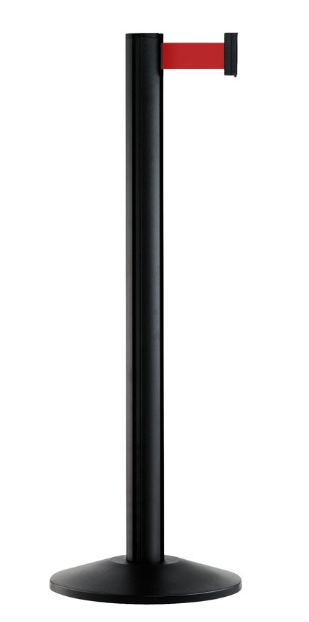 RAKI Stalp delimitare si directionare h90cm, cu banda retractabila de 190cm, negru