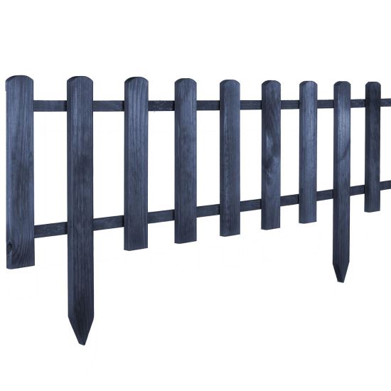 Gard de gradina decorativ, din lemn distantat, antracit, 104x40 cm