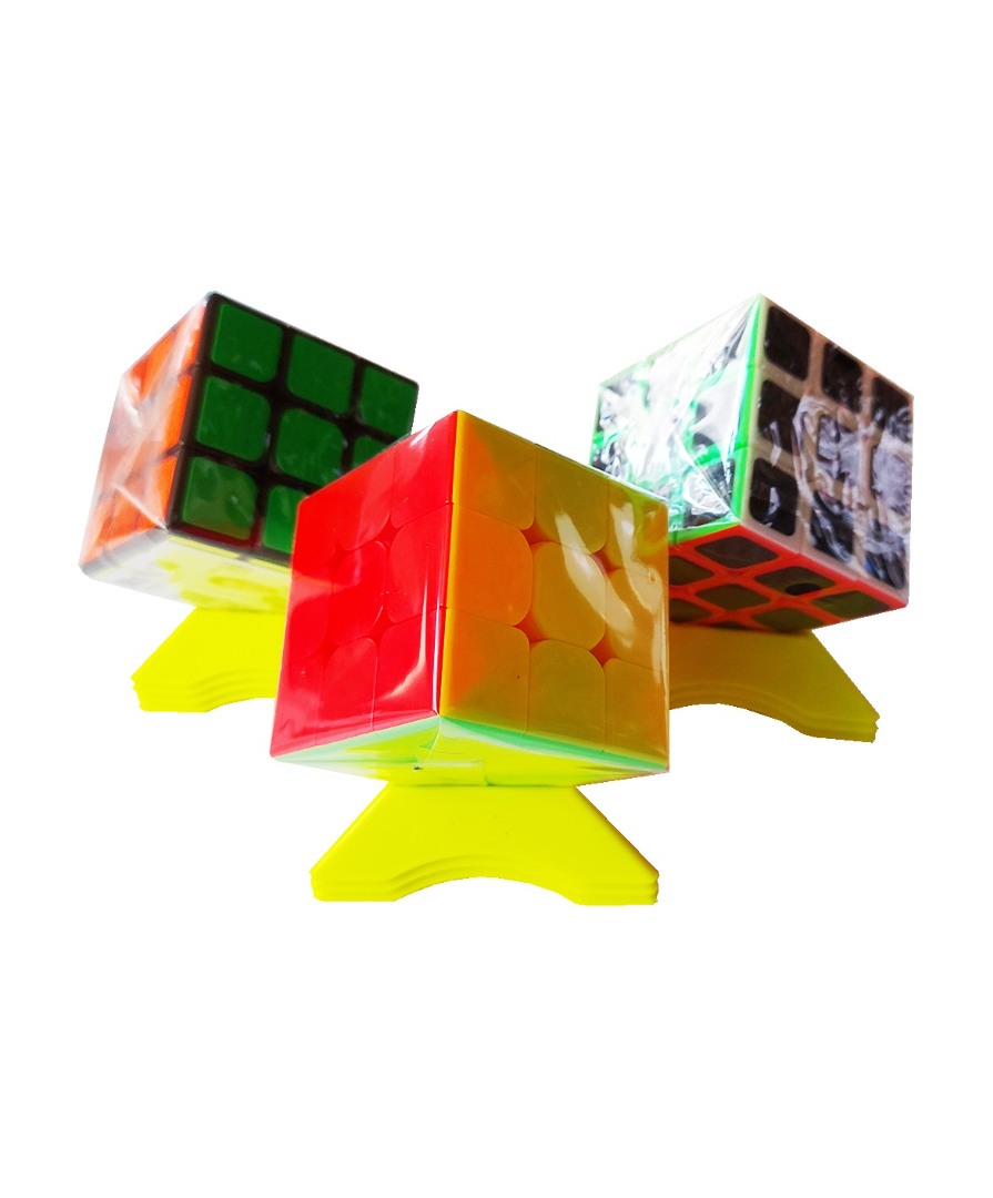Set 10 Suporti universali pentru cuburi, toate marcile si dimensiunile Magic Cub, Galben, 432CUB