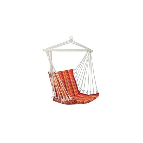 Hamac tip scaun, dungi rosu si galben, max 150 kg, 90×90 cm