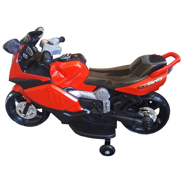 Jucarie Motocicleta cu Acumulator pentru Copii cu Roti Ajutatoare SALAMANDRA KIDS®, Rosu