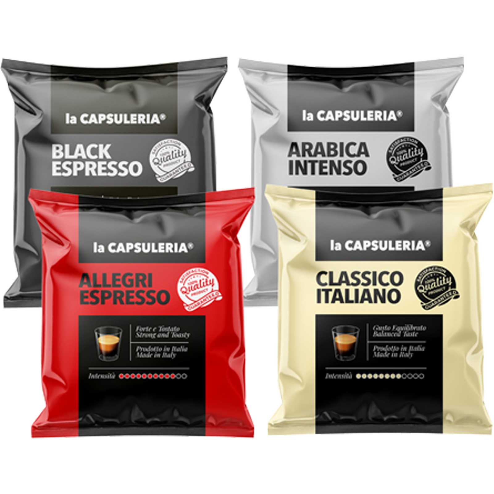 Kit degustarea cafea strong, 40 de capsule compatibile Nespresso, La Capsuleria