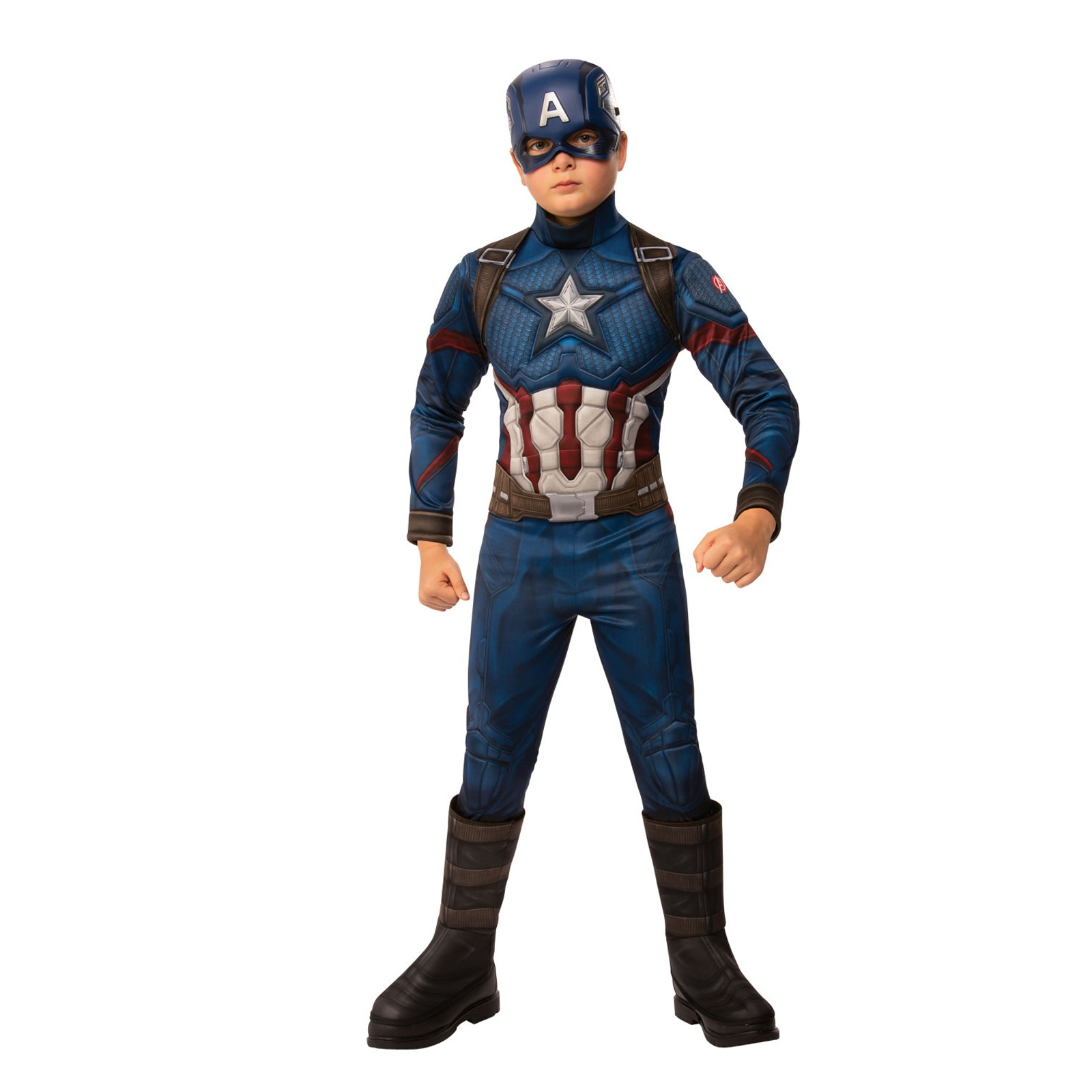 Costum Deluxe Captain America cu muschi pentru baiat 120 – 130 cm 5-7 ani (băiat) imagine 2022 protejamcopilaria.ro