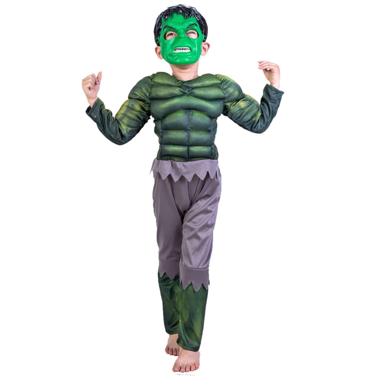 Costum Hulk clasic cu muschi pentru baieti 130-140 cm 7-9 ani 130-140 imagine 2022 protejamcopilaria.ro
