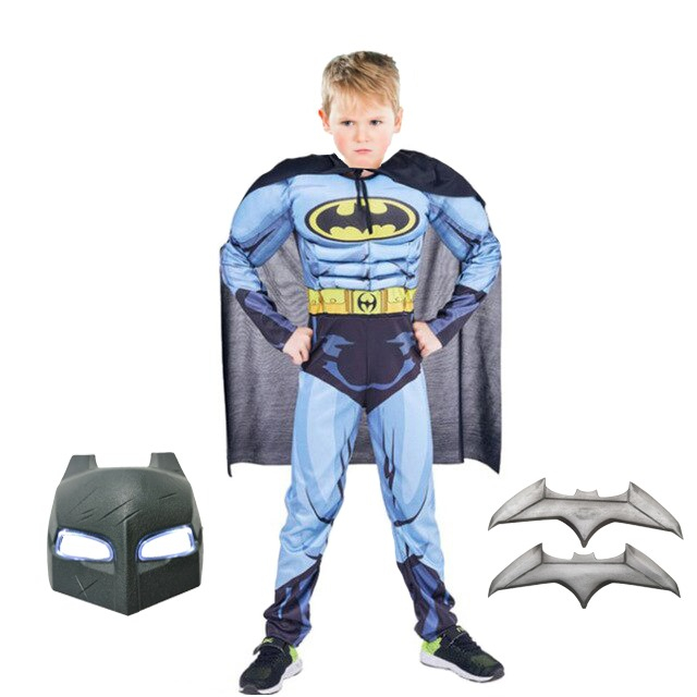 Costum Batman cu muschi pentru copii, M, 5 – 7 ani, masca inclusa si batarang ani) imagine 2022 protejamcopilaria.ro