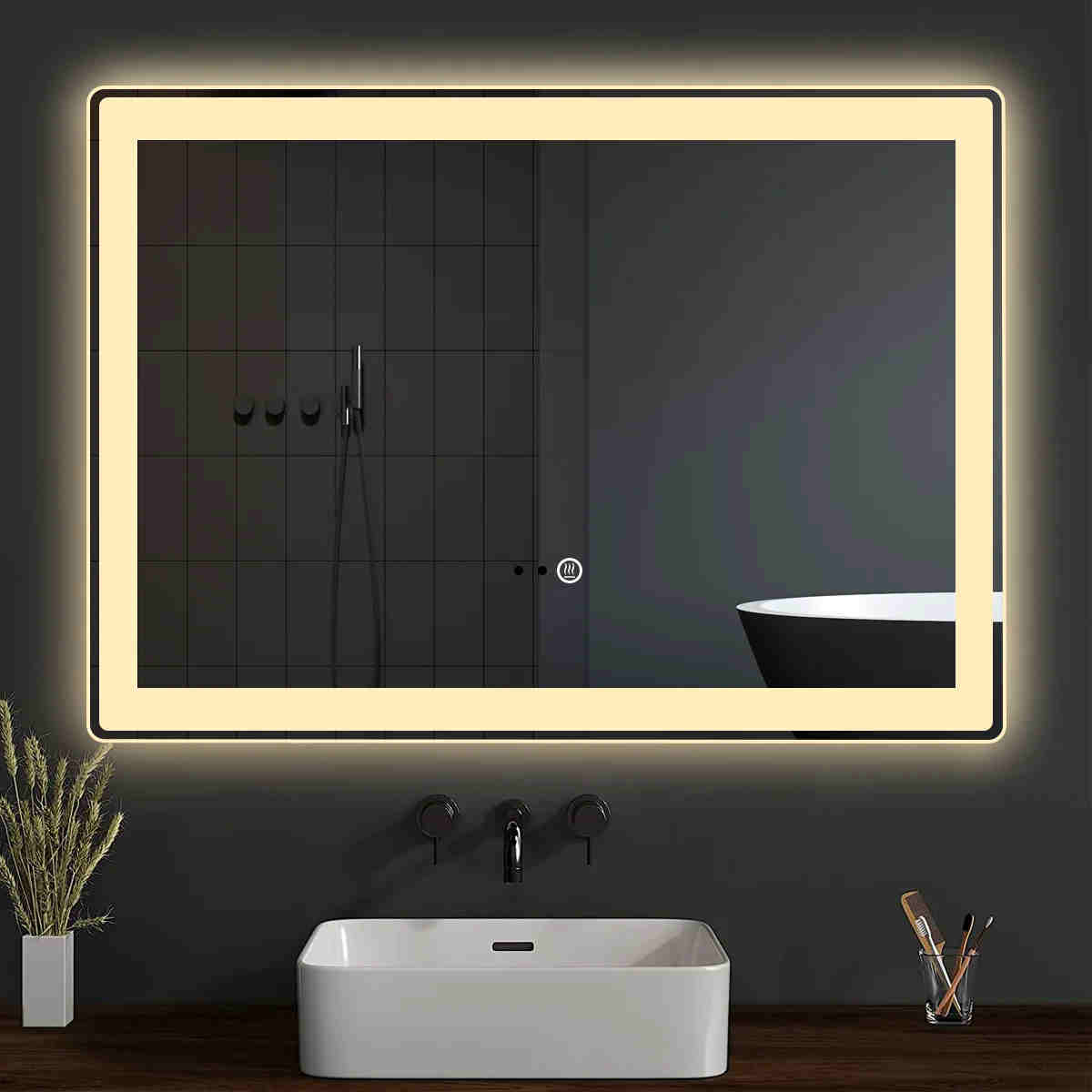 Oglindă baie cu iluminare LED inclusiv backlight și dezaburire cu buton touch dimensiuni 700×500 mm putere 24 W 700x500 imagine noua congaz.ro 2022
