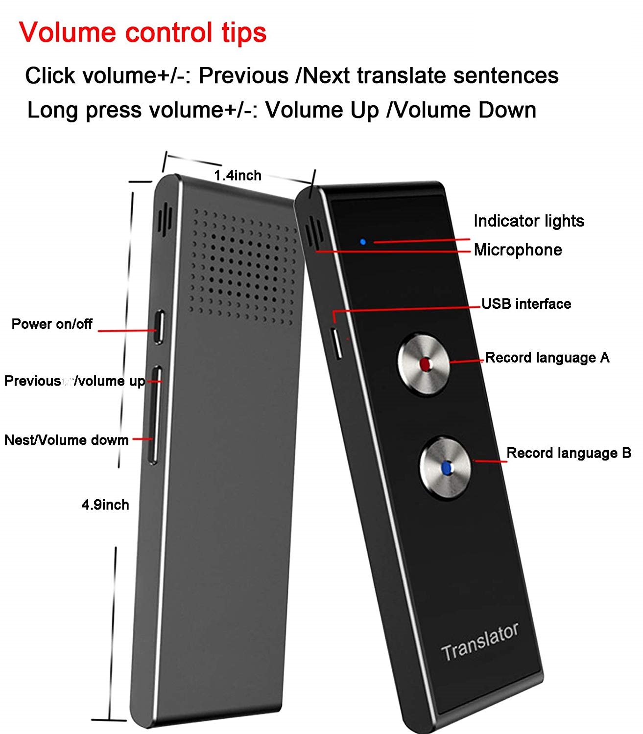 Translator inteligent T8, portabil, bluetooth, 41 limbi