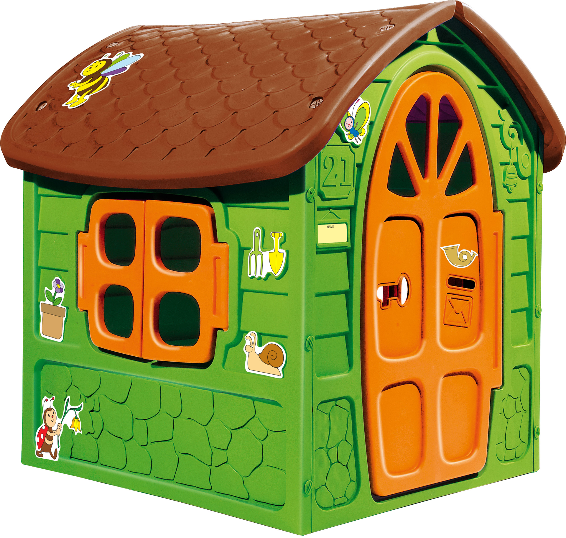 Casuta de joaca pentru copii Dohany verde cu acoperis maro, 5075