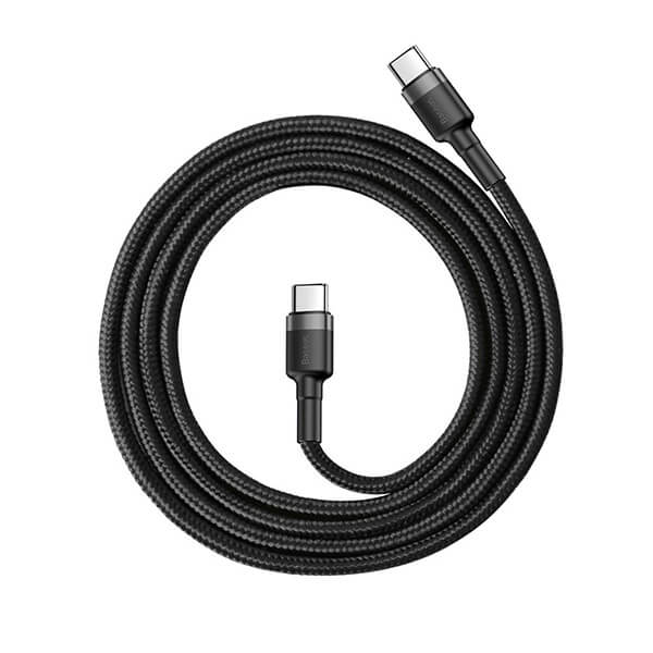 Cablu Date și Încărcare Baseus, USB Type-C la USB Type-C, 3A Fast Charge, Negru + Gri - 1 m