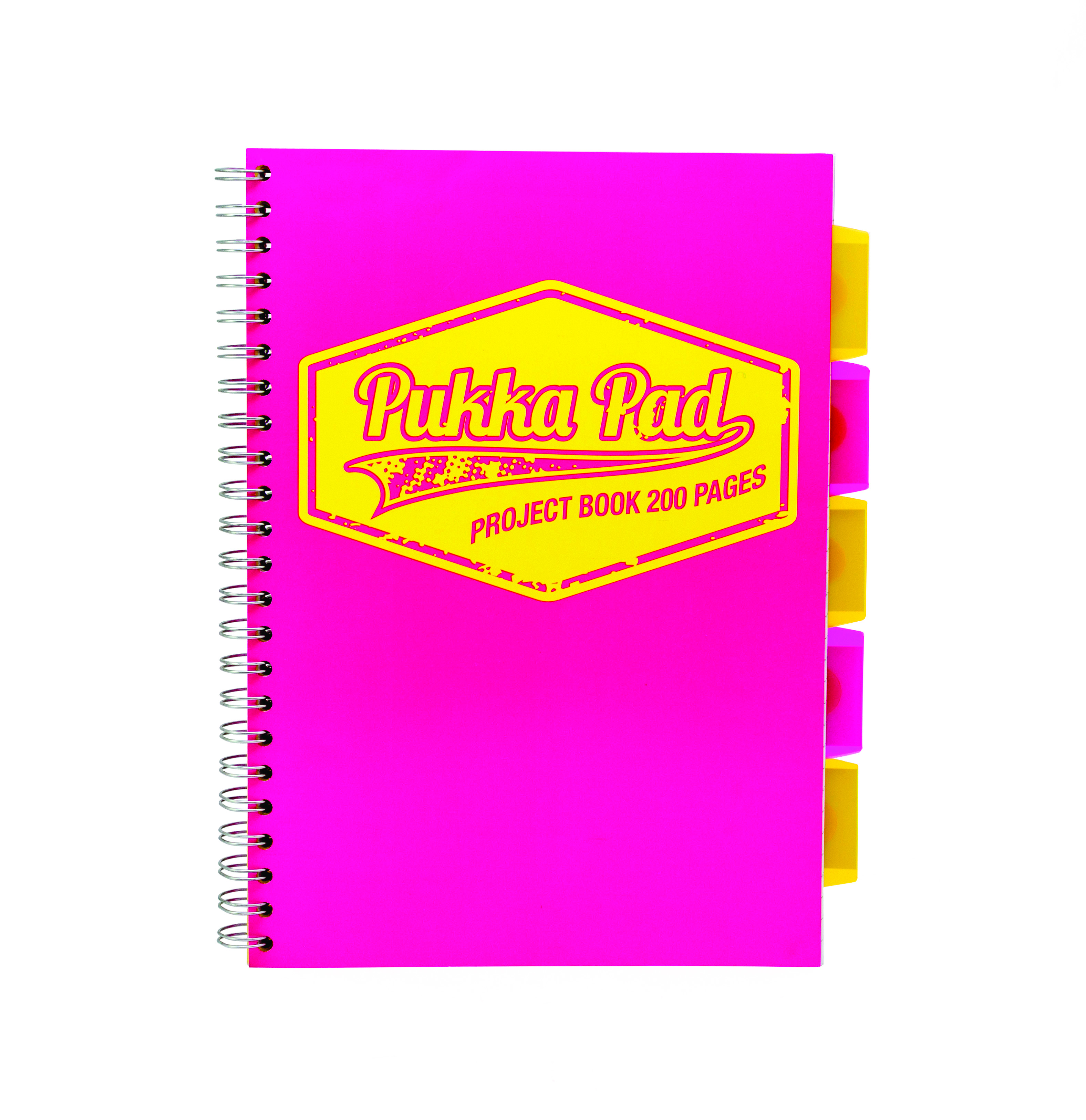 Caiet cu spirala si separatoare Pukka Project Book Neon A5 roz, 200 pagini, Matematica