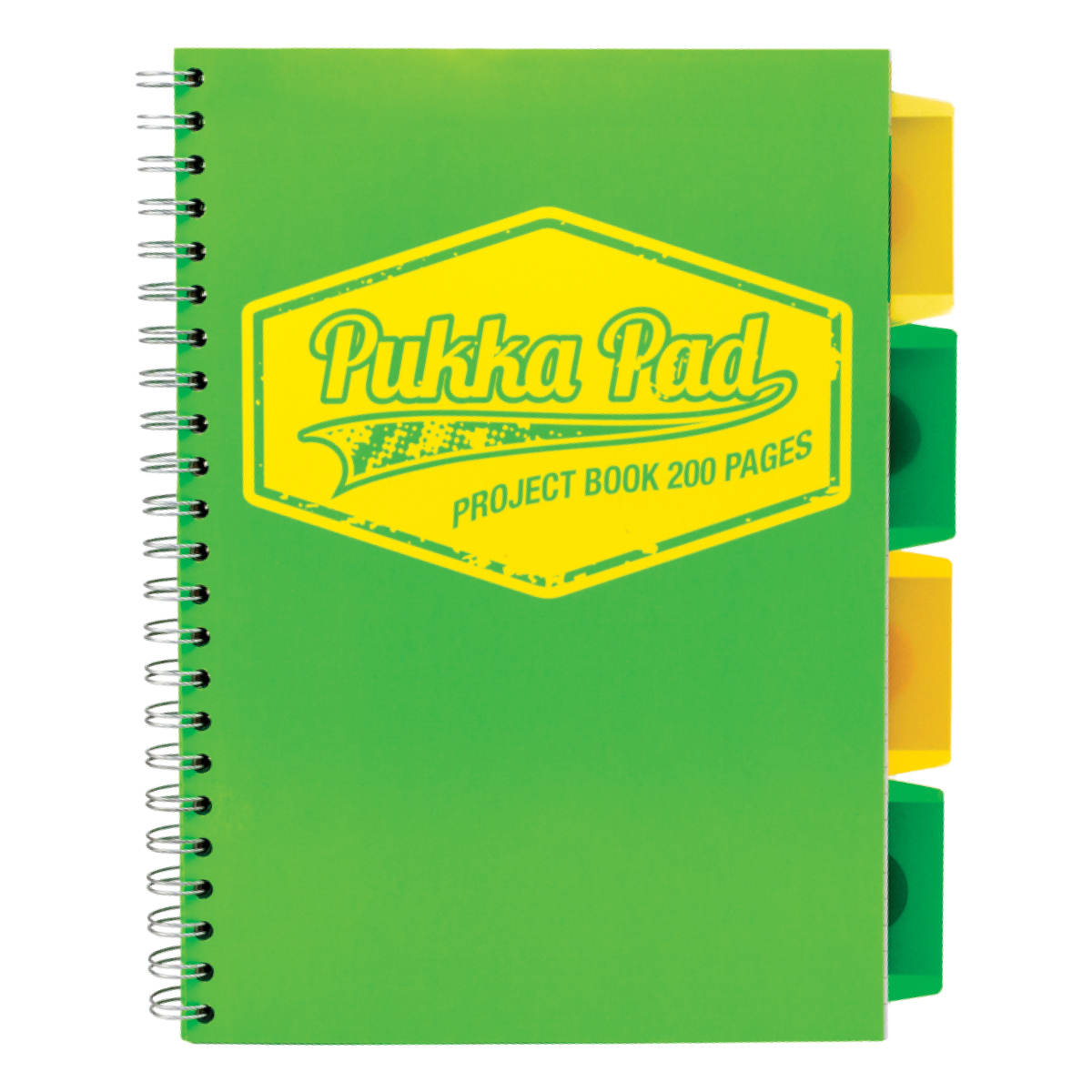 Caiet cu spirala si separatoare Pukka Pads Project Book Neon B5, 200 pagini, matematica, verde