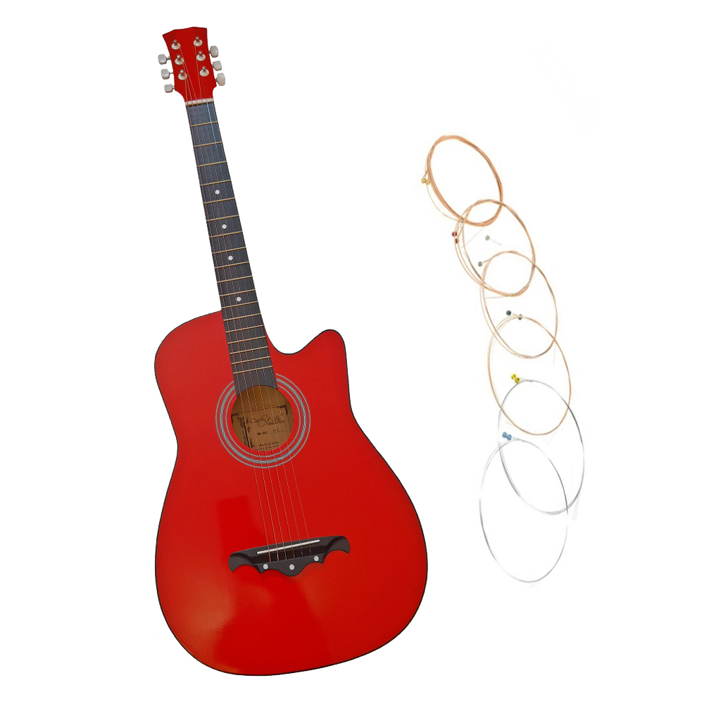 Chitara clasica din lemn IdeallStore®, Red Raven, 95 cm, model Cutaway, rosie, corzi incluse Chitara imagine noua idaho.ro