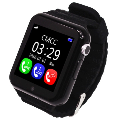Ceas GPS Copii si Seniori iUni V8K, Touchscreen 1.54 inch, Pedometru, Bluetooth, Notificari, Camera, Black