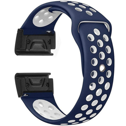 Curea ceas Smartwatch Garmin Fenix 7 / 6 / 5 Plus / 5, 22 mm iUni Silicon Sport Albastru-Alb