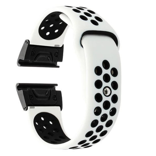 Curea ceas Smartwatch Garmin Fenix 7X / 6X / 5X Plus / 5X / 3 HR / 3, 26 mm iUni Silicon Sport Alb-Negru