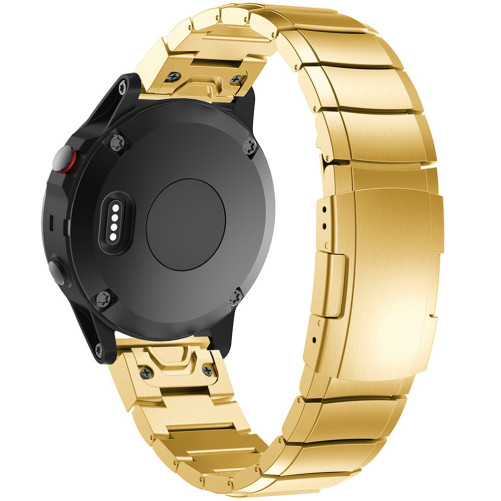 Curea ceas Smartwatch Garmin Fenix 7X / 6X / 5X Plus / 5X / 3 HR / 3, 26 mm Otel inoxidabil iUni Gold Link Bracelet Accesorii imagine noua idaho.ro