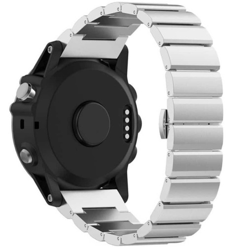 Curea ceas Smartwatch Garmin Fenix 7X / 6X / 5X Plus / 5X / 3 HR / 3, 26 mm Otel inoxidabil iUni Link Bracelet, Argintiu