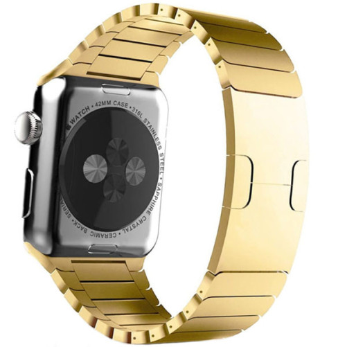Curea iUni compatibila cu Apple Watch 1/2/3/4/5/6/7, 40mm, Steel Belt, Gold 1/2/3/4/5/6/7 imagine noua idaho.ro