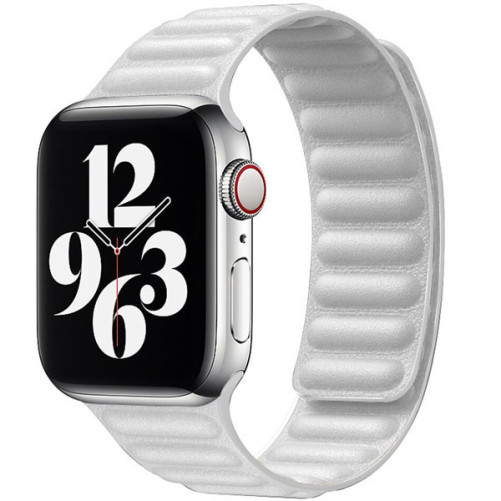 Curea iUni compatibila cu Apple Watch 1/2/3/4/5/6/7, 40mm, Leather Link, White