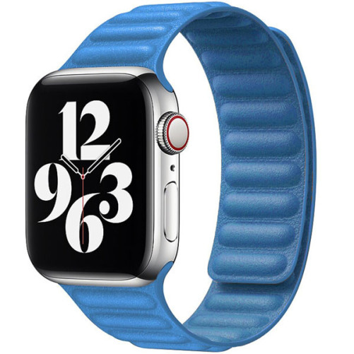 Curea iUni compatibila cu Apple Watch 1/2/3/4/5/6/7, 40mm, Leather Link, Blue