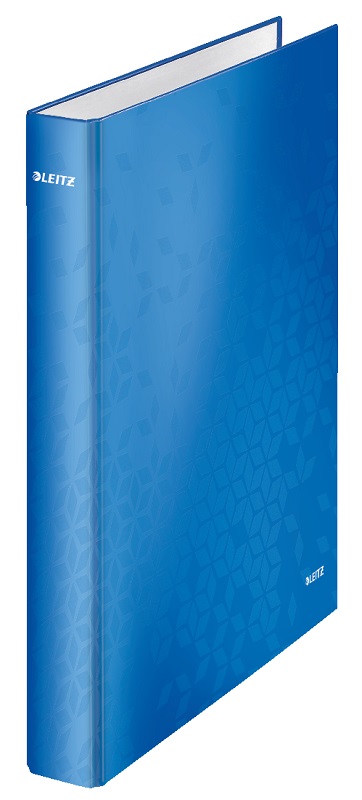 Caiet mecanic Leitz WOW, carton laminat, partial reciclat, FSC, A4, 2DR, inel 25 mm, albastru