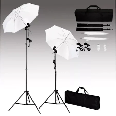 Kit lumini studio foto, tripoduri, becuri si umbrele