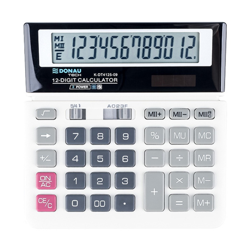 Calculator de birou, 12 digits, Donau Tech DT4125 - alb