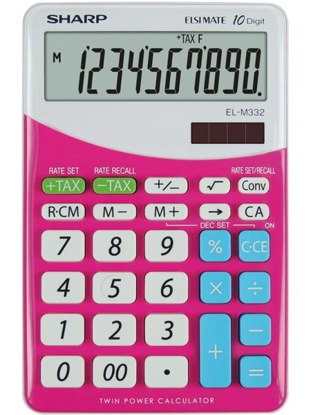 Calculator de birou, 10 digits, 149 x 100 x 27 mm, dual power, SHARP EL-M332BBL - gri/roz