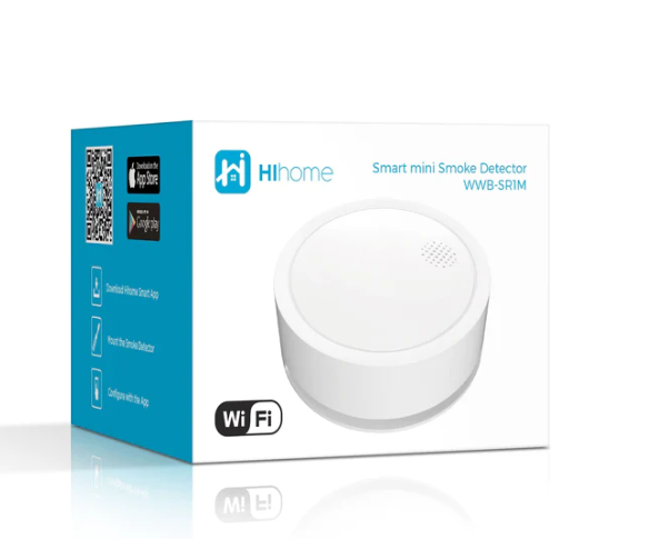 Senzor de fum, conectabil prin Wifi, aplicatie Hihome, Mini Smart Smoke Detector, HiHome