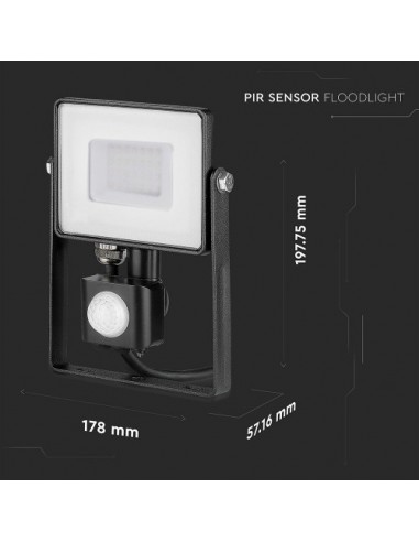 30W Proiector LED Senzor Chip SAMSUNG functie Cut-OFF Corp Negru 3000K doraly.ro imagine noua 2022 3