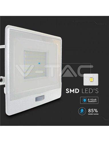 Proiector LED cu senzor PIR 50W corp alb SMD Chip Samsung Alb natural doraly.ro imagine noua 2022 3