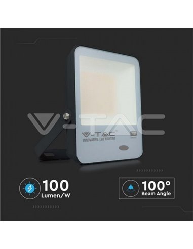 Proiector LED cu senzor de lumina 100W corp negru SMD Chip Samsung Alb cald doraly.ro imagine noua modernbrush.ro