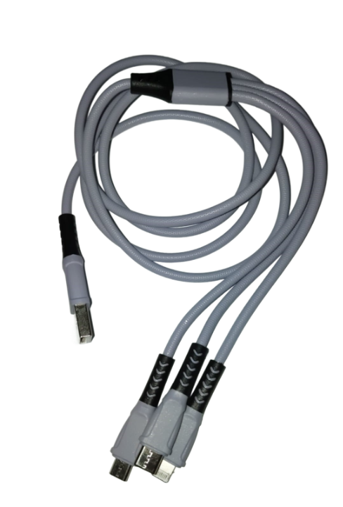 Cablu De date Si Incarcare Universal x3 mufe,Fast Charging, 3.4A , Usb-C , Micro-usb , Lightning culoare gri 3.4a imagine noua idaho.ro