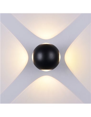 Lampa LED Perete Rotund 4 Diods Corp Negru 4W Alb Cald