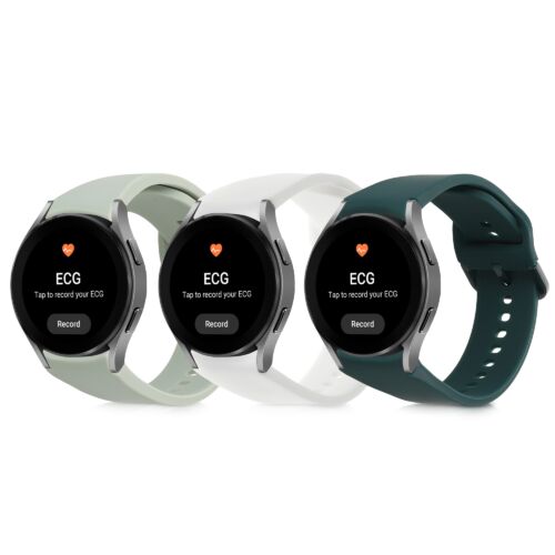 Curea pentru Samsung Watch 4 (40mm)/Watch 4 (44mm)/Watch 4 Classic (42mm), Kwmobile, Verde/Alb, Silicon, 58172.01