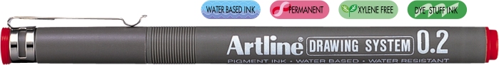 Liner pentru desen tehnic ARTLINE, varf fetru 0.2mm - rosu