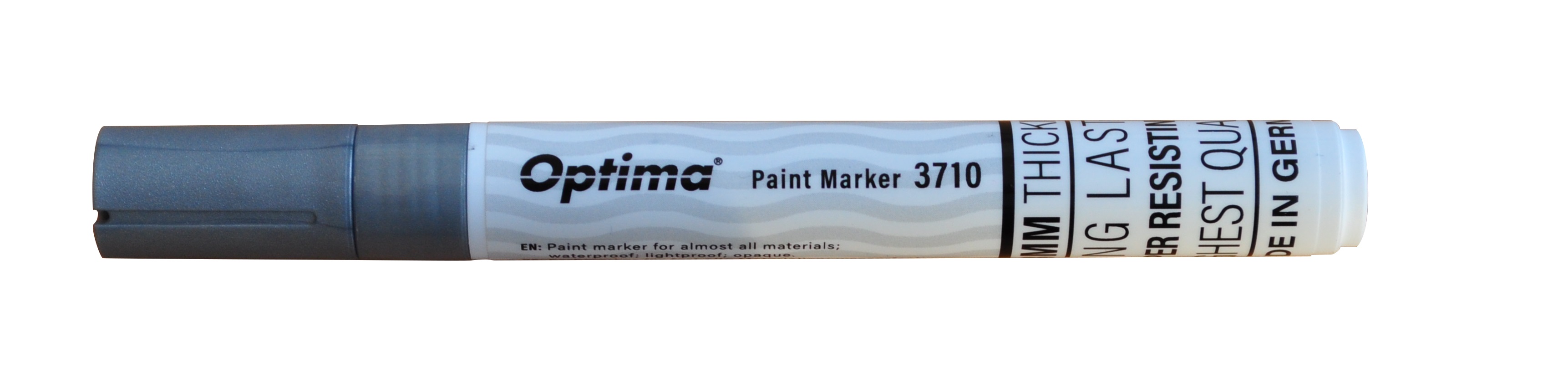 Marker cu vopsea Optima Paint 3710, varf rotund 4.5mm, grosime scriere 2-3mm - argintiu
