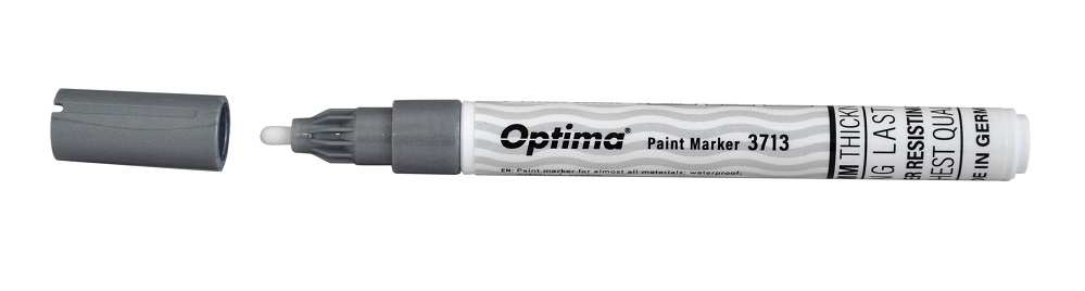 Marker cu vopsea Optima Paint 3713, varf rotund 2.0mm, grosime scriere 1-2mm - argintiu