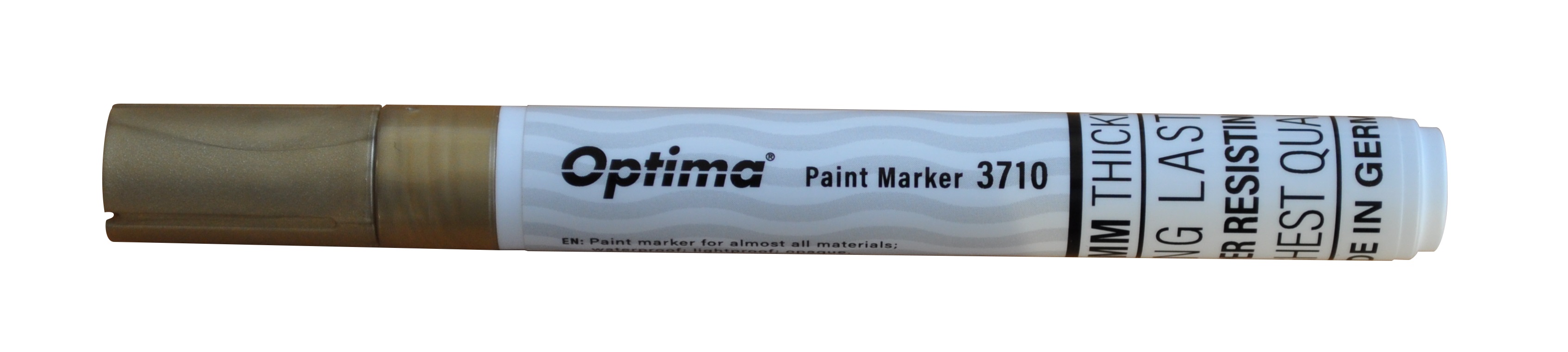 Marker cu vopsea Optima Paint 3710, varf rotund 4.5mm, grosime scriere 2-3mm - auriu