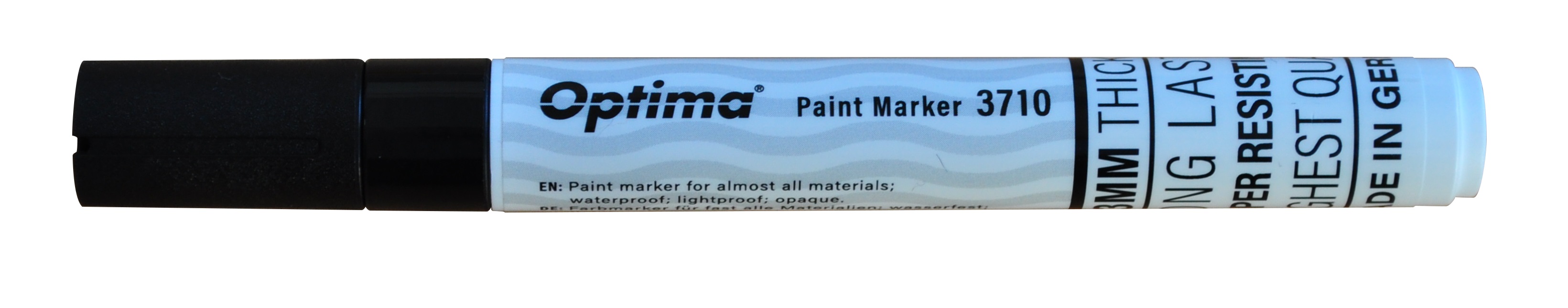 Marker cu vopsea Optima Paint 3710, varf rotund 4.5mm, grosime scriere 2-3mm - negru