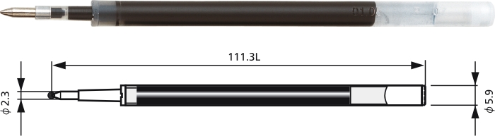 Rezerve cu gel PENAC GBR3, 2 buc/set, 0.7mm, pentru Inketti, FX-7, CCH-3 gel - negru