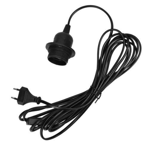 Cablu adaptor 5m cu dulie E27 si intrerupator, Kwmobile, Negru, PVC, 42683