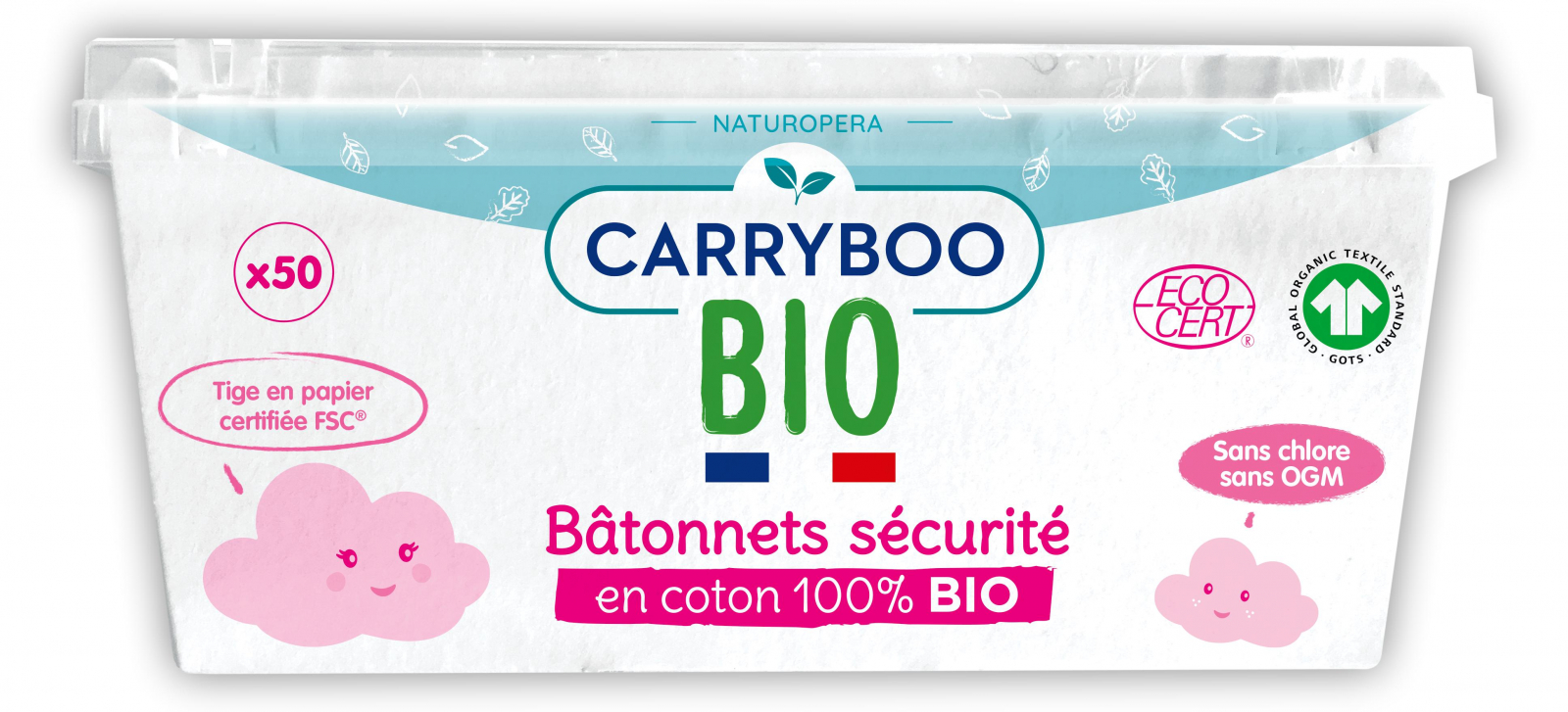 Betisoare cu bumbac BIO securizate pentru bebelusi Carryboo articole imagine 2022 protejamcopilaria.ro