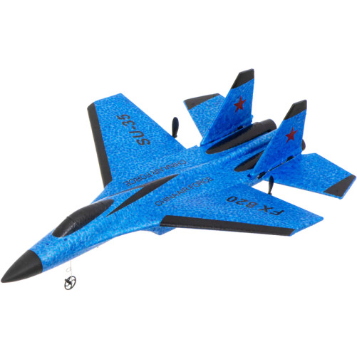 Avion de lupta cu telecomanda iUni FX820, SU-35, Giroscop, Rezistent la impact, Albastru
